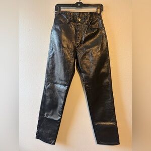 vintage Wrangler black vinyl pleather high-waisted slim-fit jeans